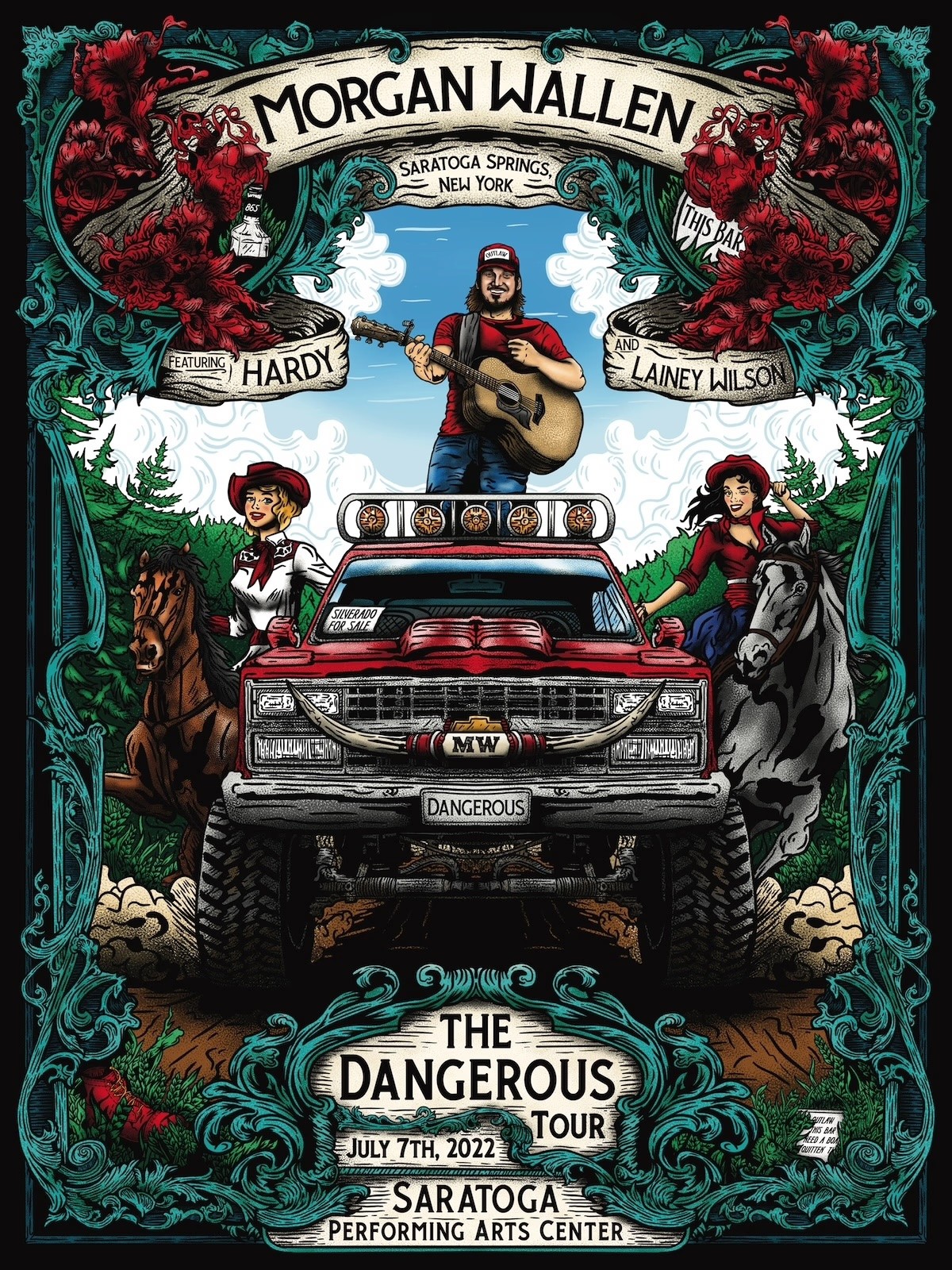 Morgan Wallen Dangerous Tour Poster For Saratoga Springs 2022 Nikolai Paquin