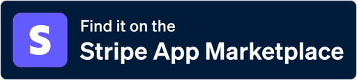 Logo for Stripe with the text "Find it on the Stripe App Marketplace" on a dark background.