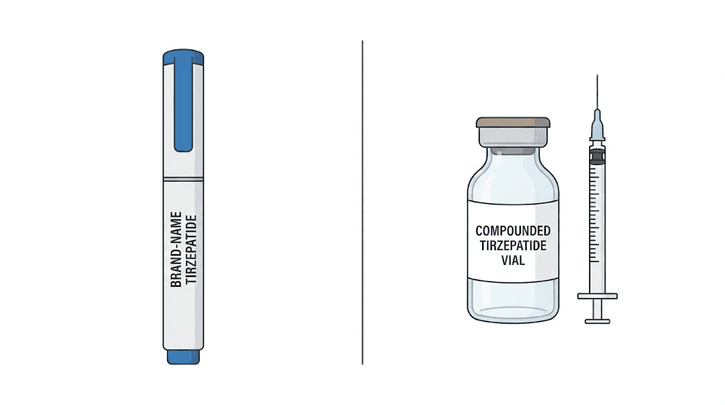 Brand-name tirzepatide pen versus compounded tirzepatide vial comparison