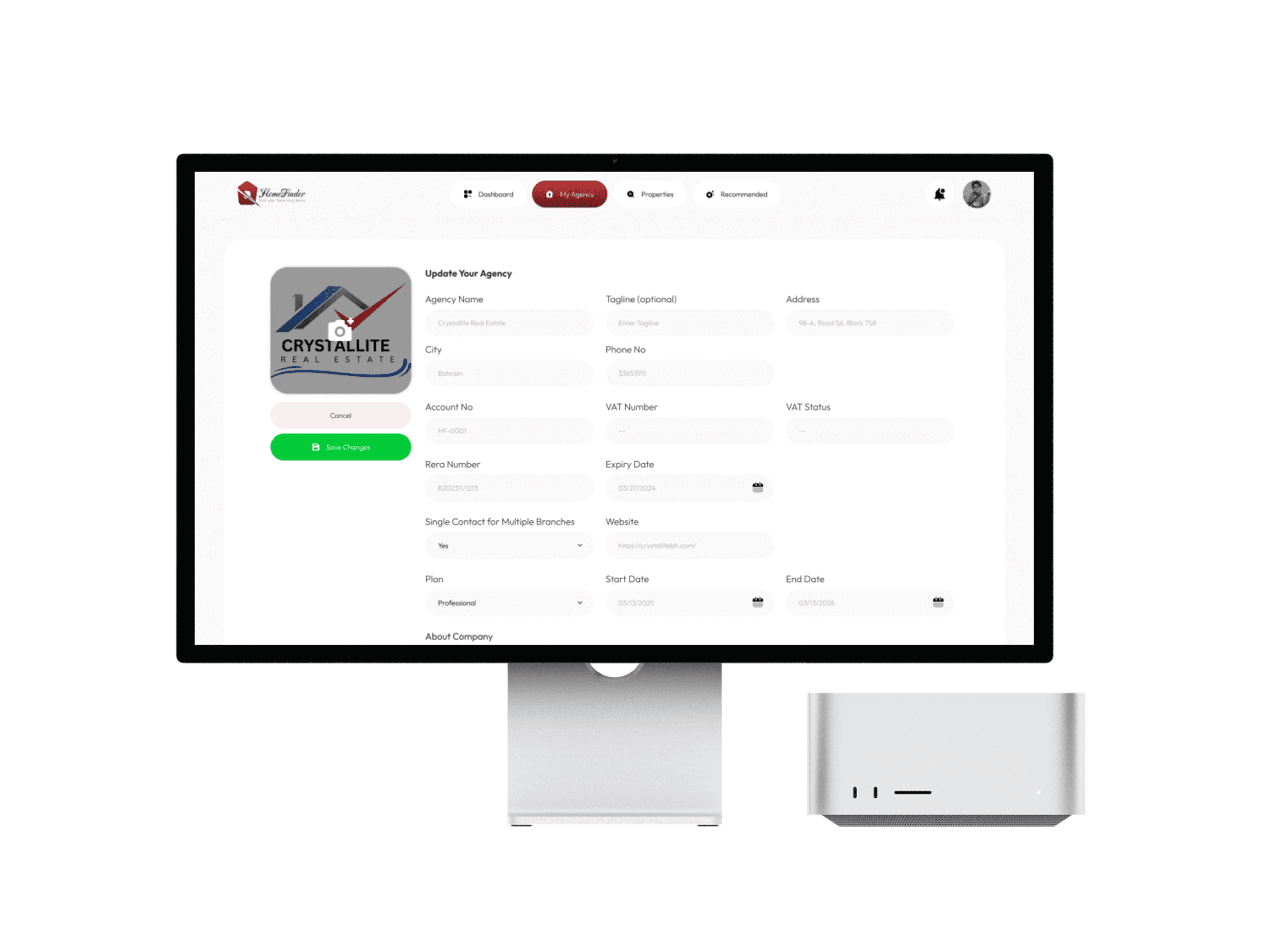 HomeFinder Webapp Design Mockup