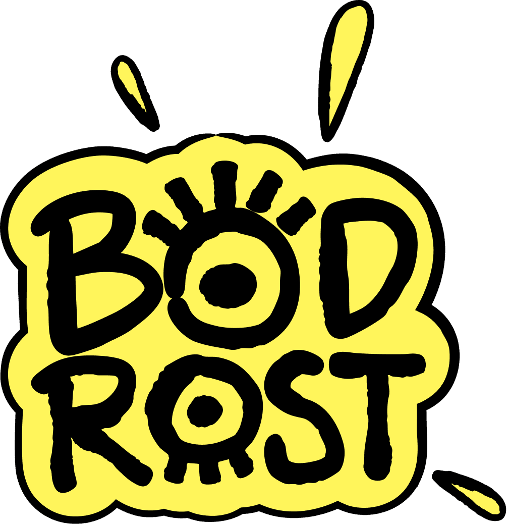 Bodrost logo in a yellow hand-drawn burst