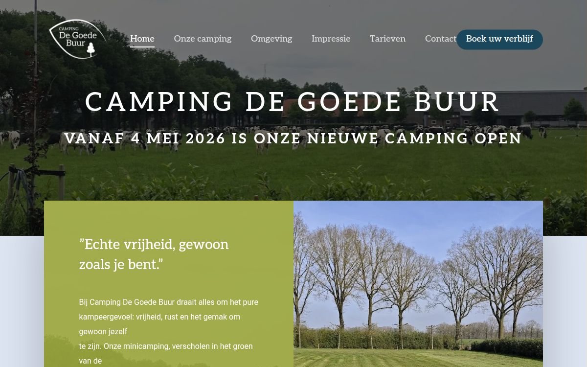 Homepage van campingdegoedebuur.nl