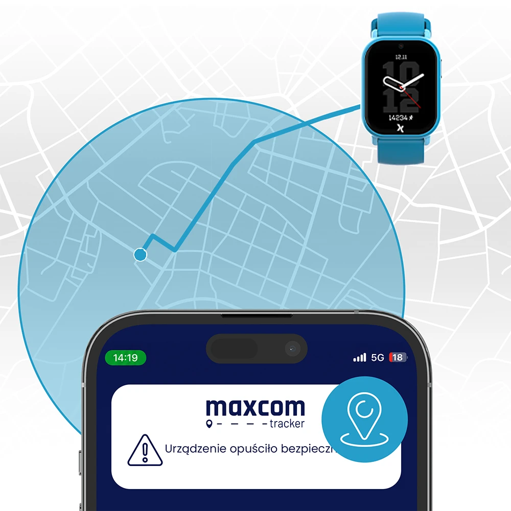Lokalizacja dziecka na mapie w aplikacji Maxcom Tracker