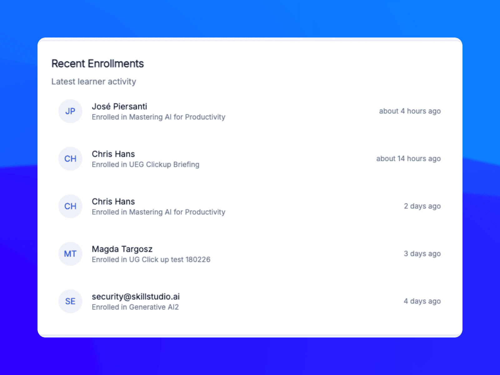 Enrolments roles security