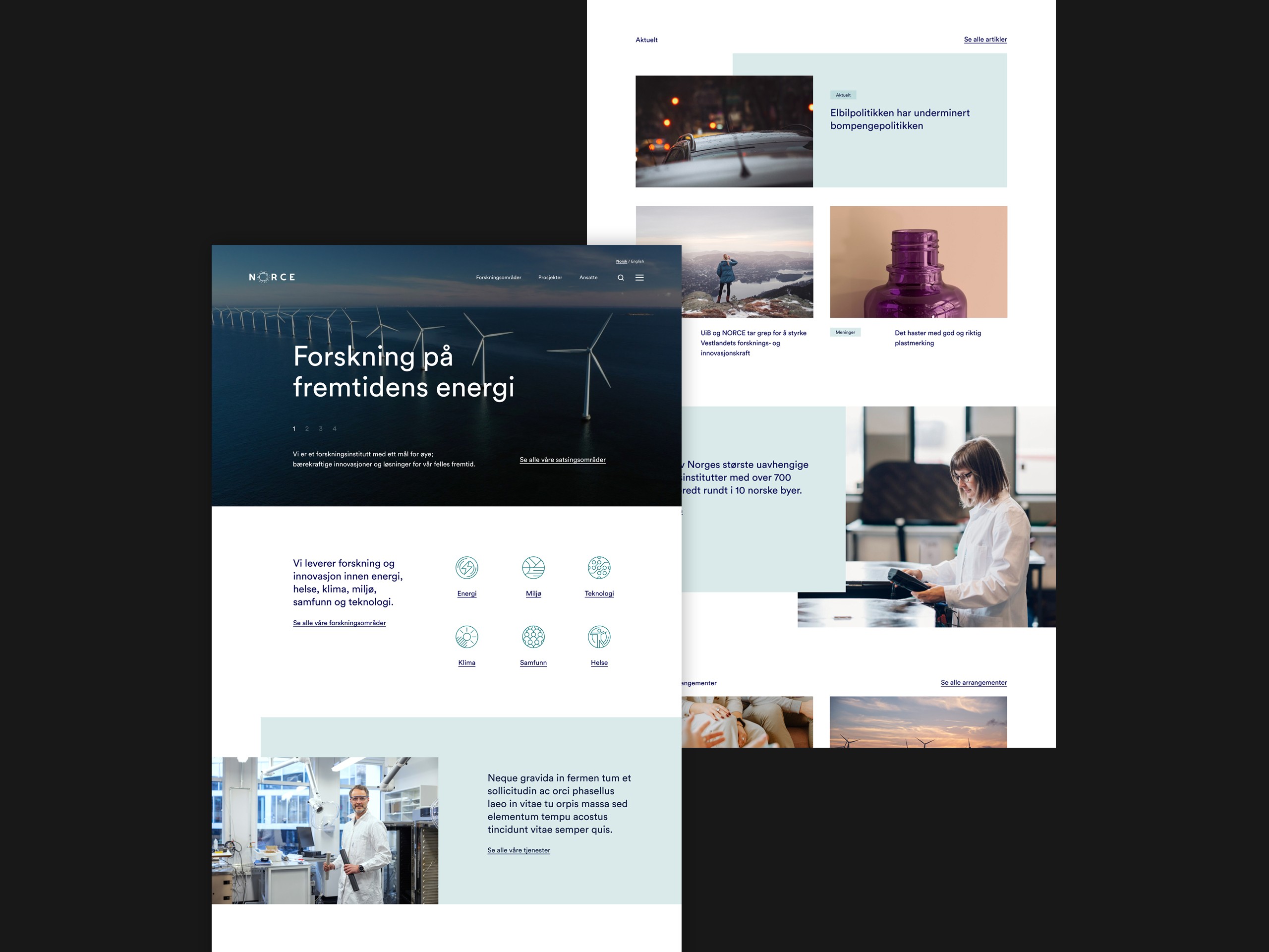 Two screenshots of the website home page