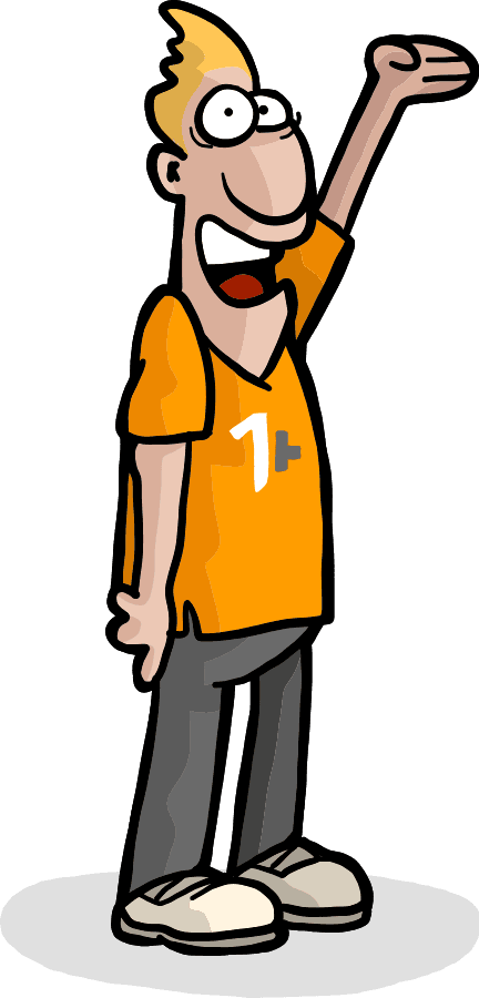 oneplus Maskottchen zeigend