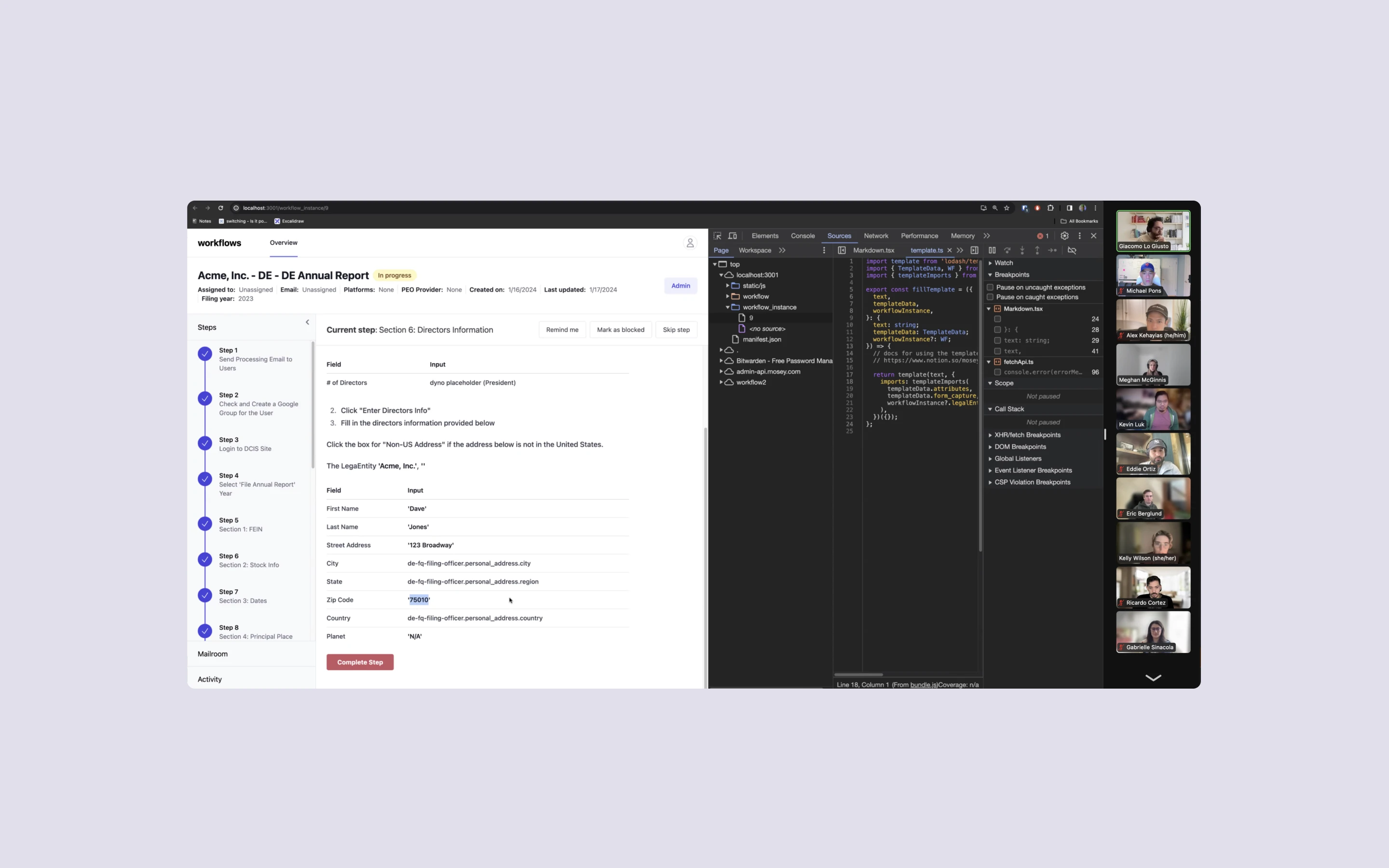 Screenshots of developers meeting while writing code online. 