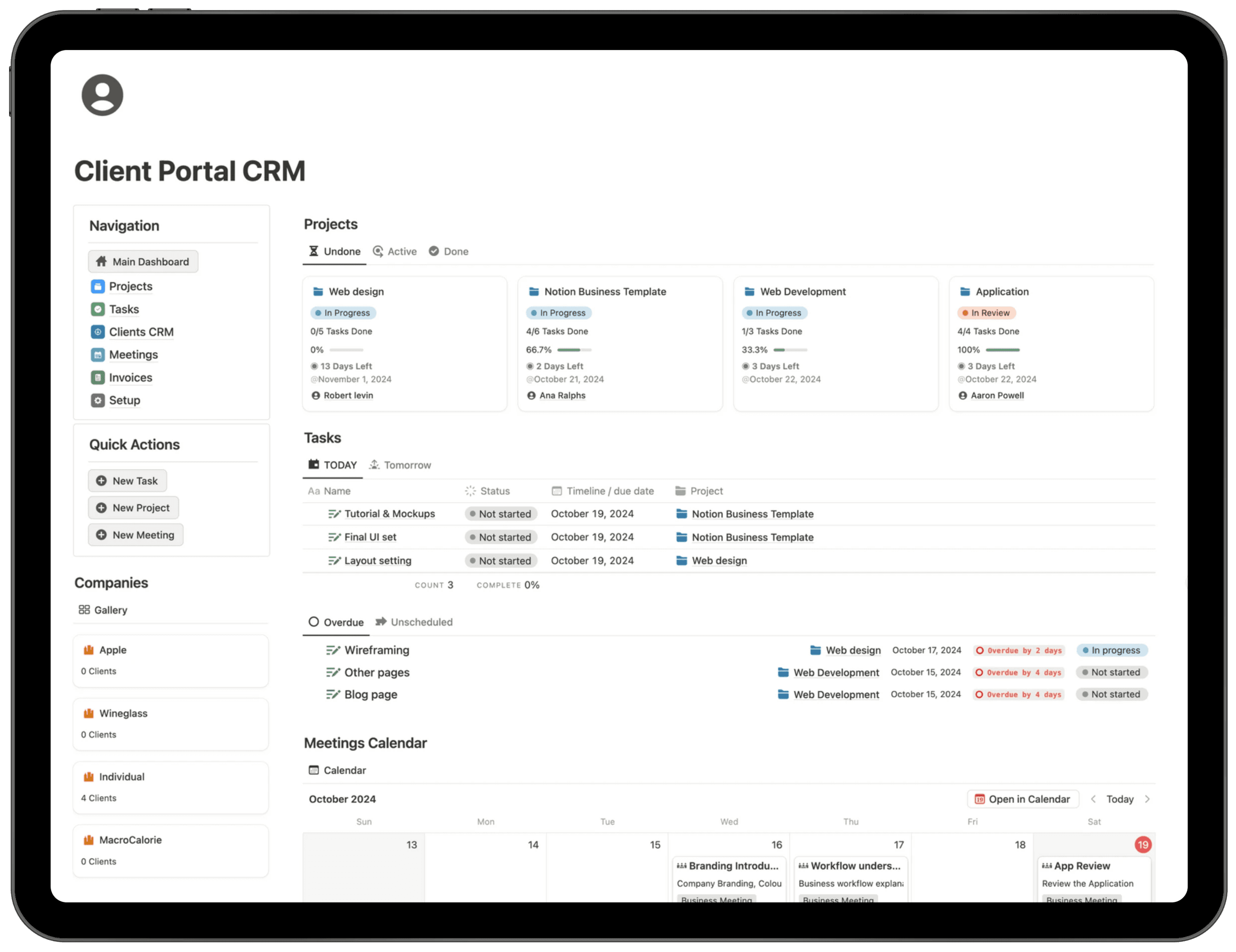 Notion Business OS mockup