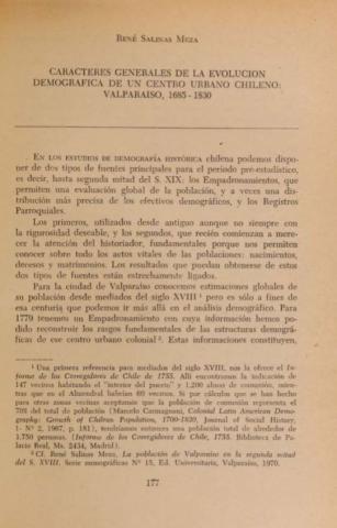 Caracteres generales de la evolución demográfica de un centro urbano chileno: Valparaíso, 1685-1830