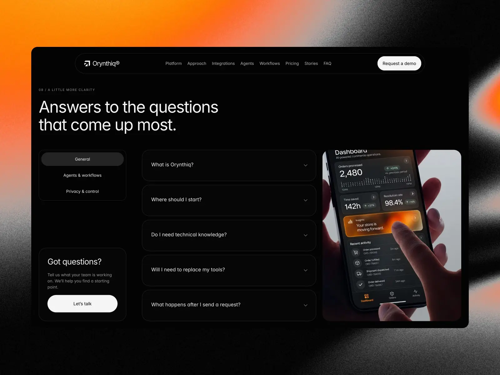 Orynthiq Framer template — website layout preview 4