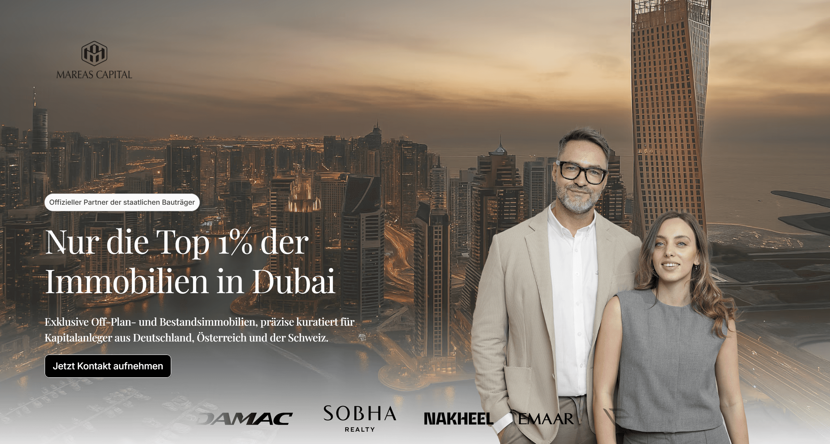 landingpage webdesign für mareas Immobilien Dubai