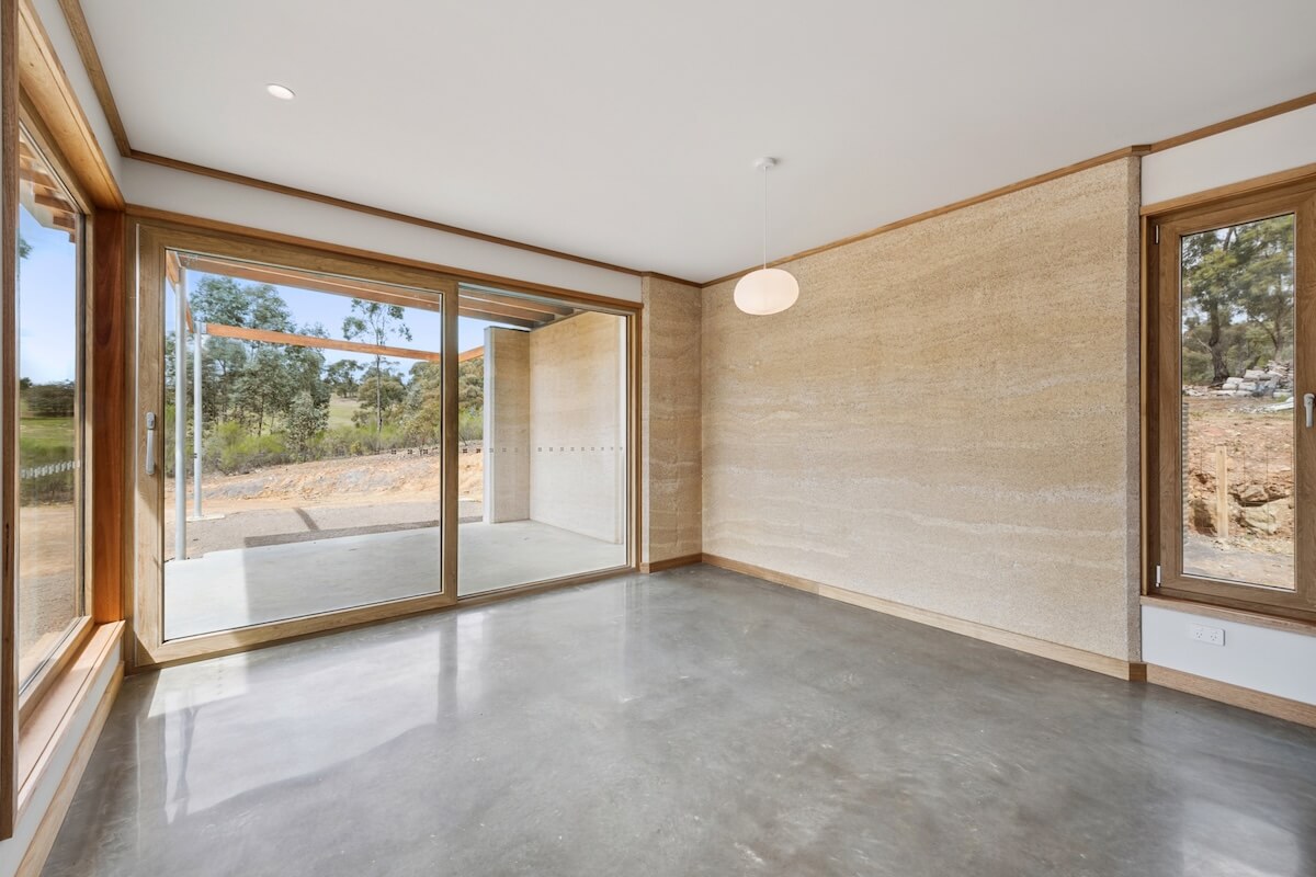 Castlemain hempcrete house living room area