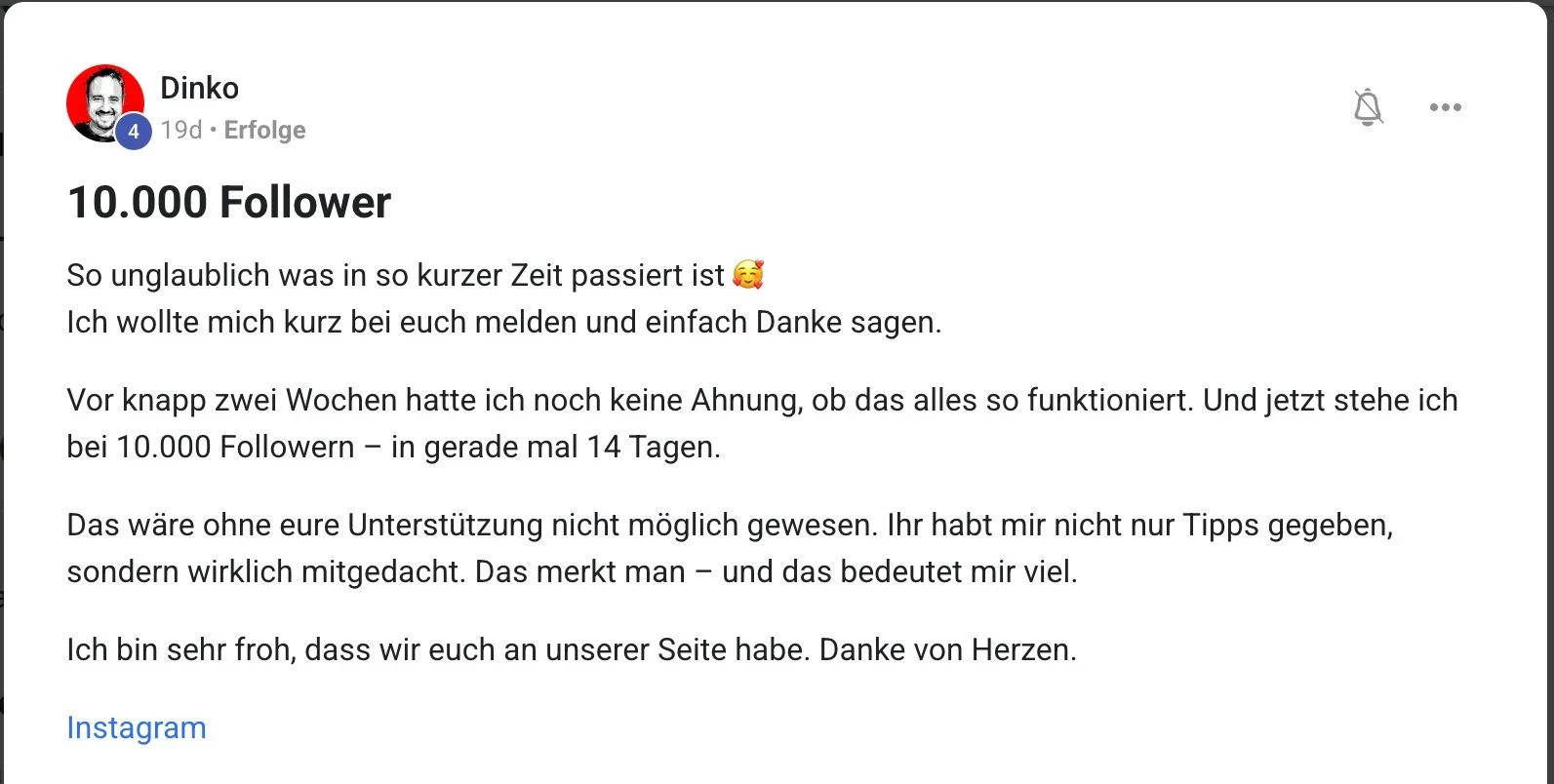Erfolgsbericht KI Creator Akademie: Dinko erreicht 10.000 Follower in nur 14 Tagen
