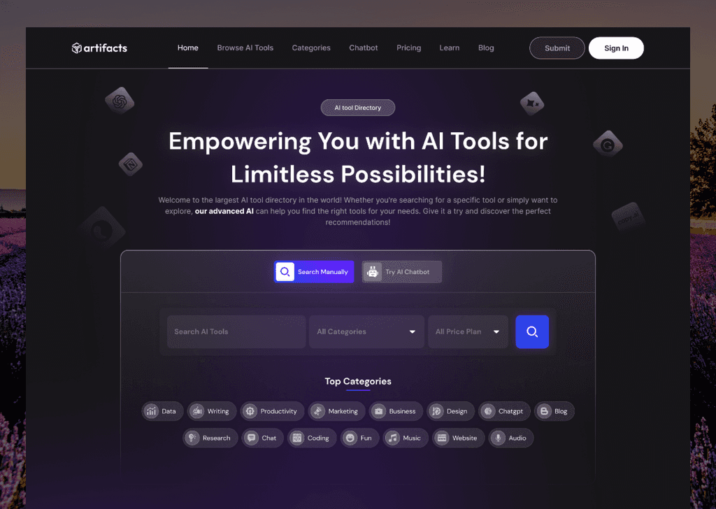 The FindTools platform showing AI-powered search and tool listings.