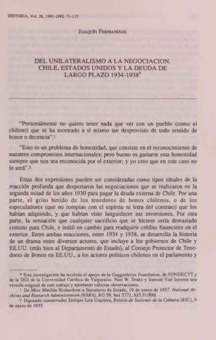 Del unilateralismo a la negociación. Chile, Estados Unidos y la deuda de largo plazo, 1934-1938