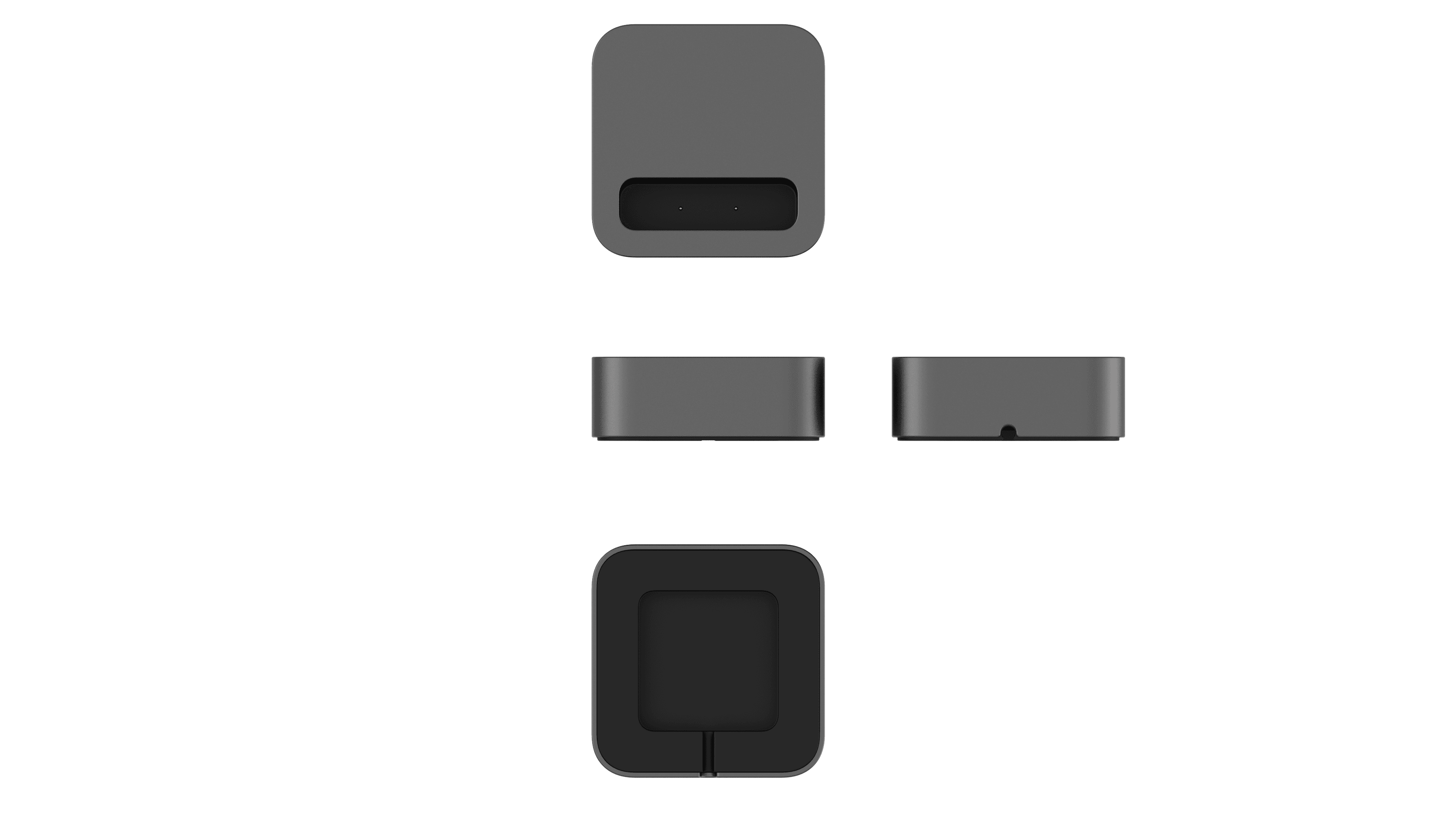 3D rendering of a gray electronic device.