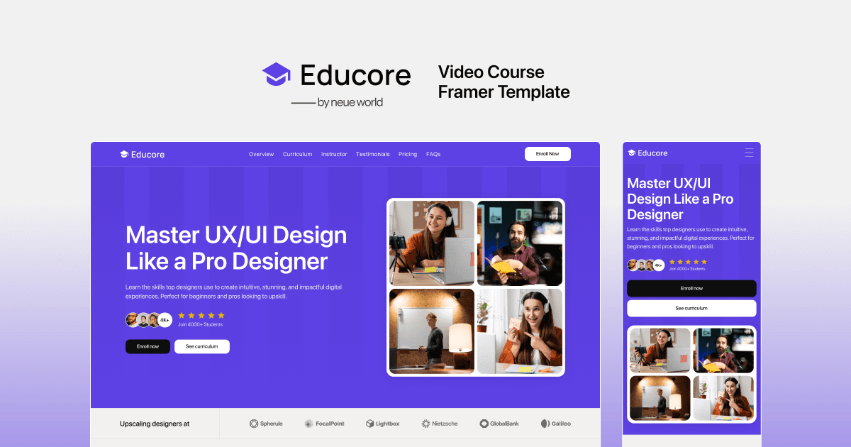 Educore – Online Course Framer Template
