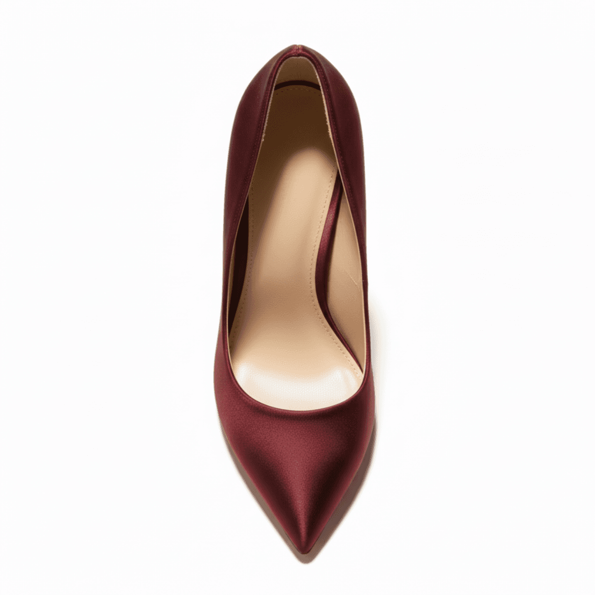 Red Corbell pointed-toe satin stiletto pump with smooth finish and slim silhouette.