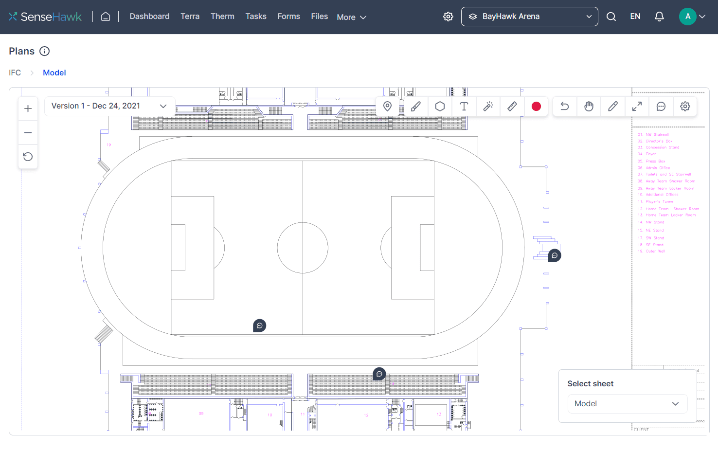 Plan view of your construction project that you can annotate, update and share on TaskMapper.