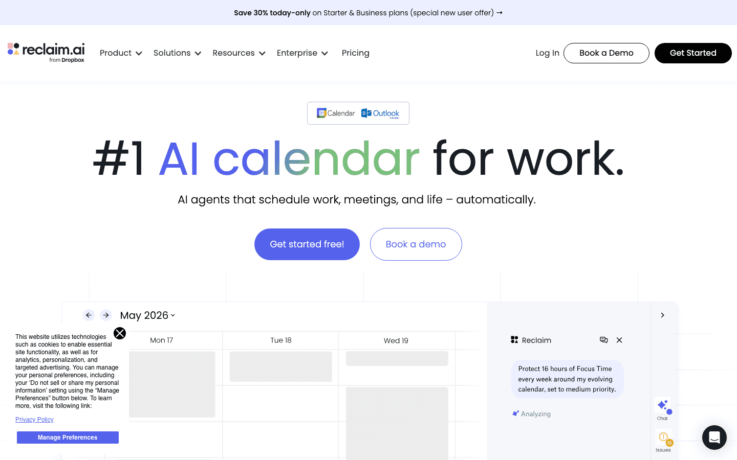 Reclaim.ai website screenshot