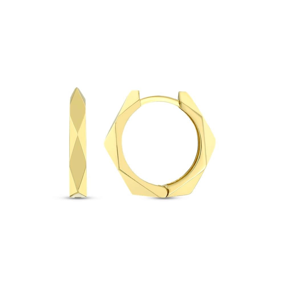 Assos Pırlanta 14 Ayar Altın Geometrik Kesim Halka Küpe Modeli