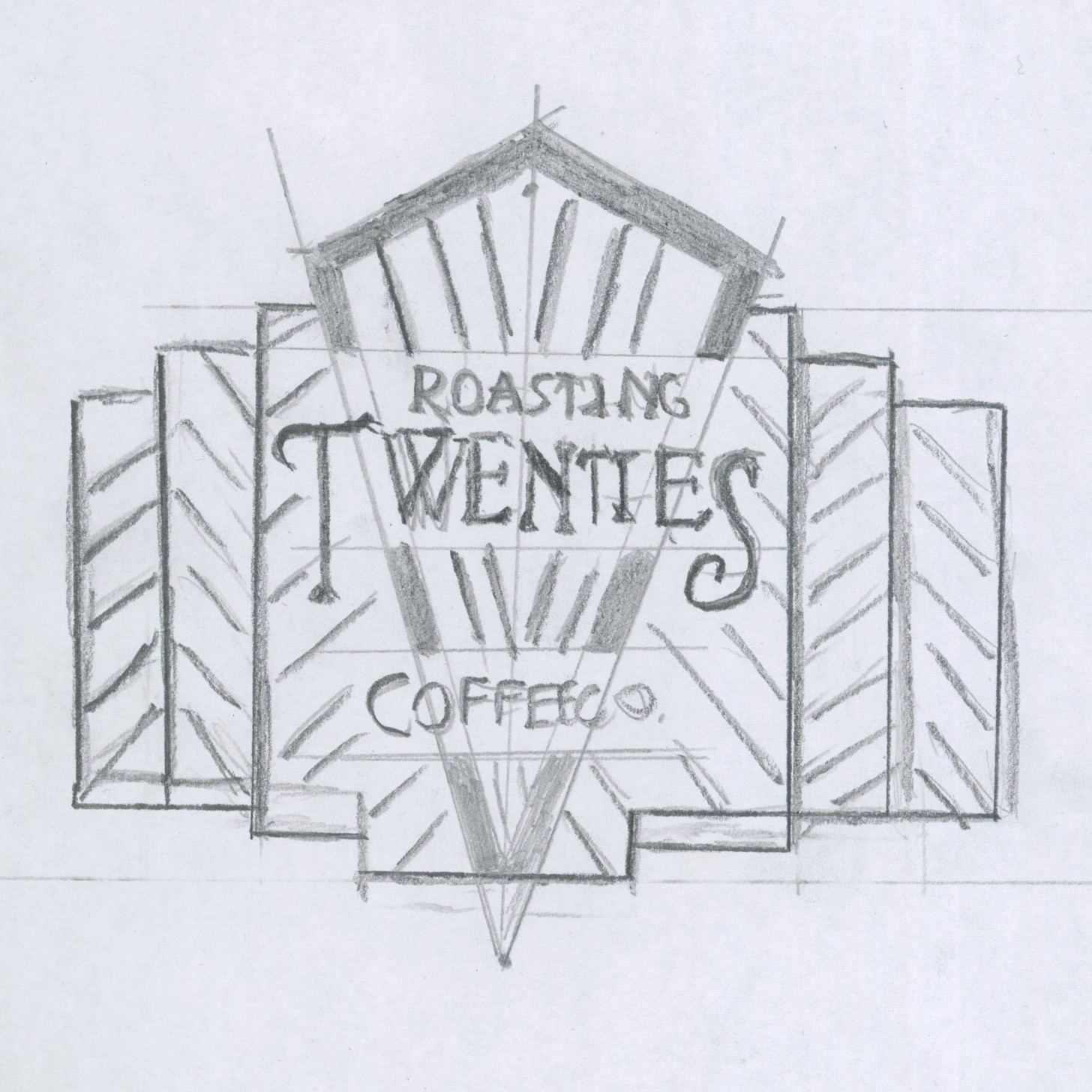 The Roasting Twenties Logo Sketch Process work 1