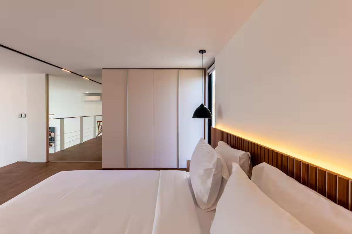 Completed two-level loft apartment in Pererenan, Canggu, offering panoramic views