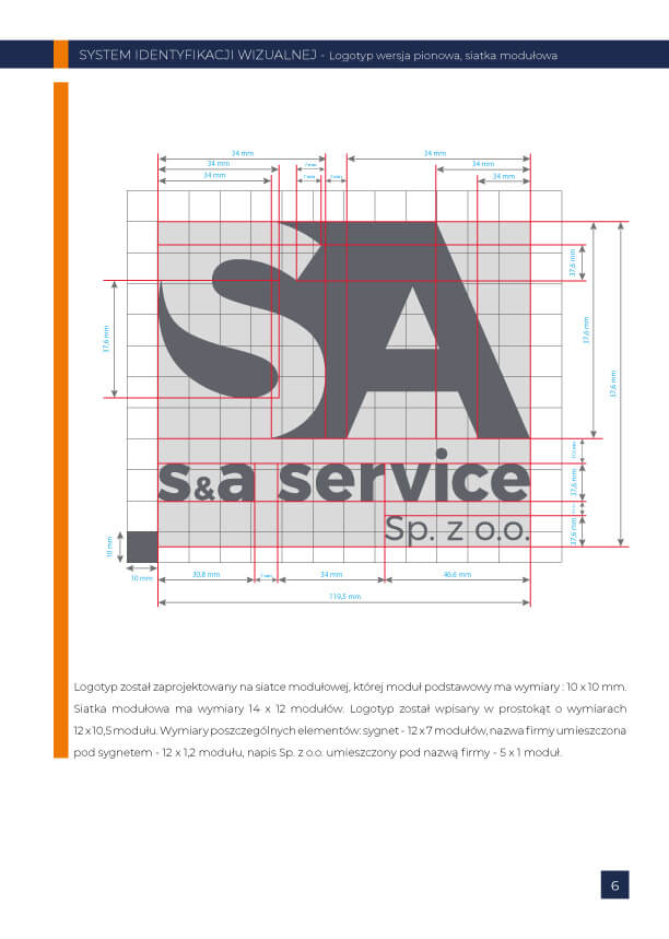 Księga znaku określająca pole ochronne logo niezbędne do zachowania spójnego brandingu