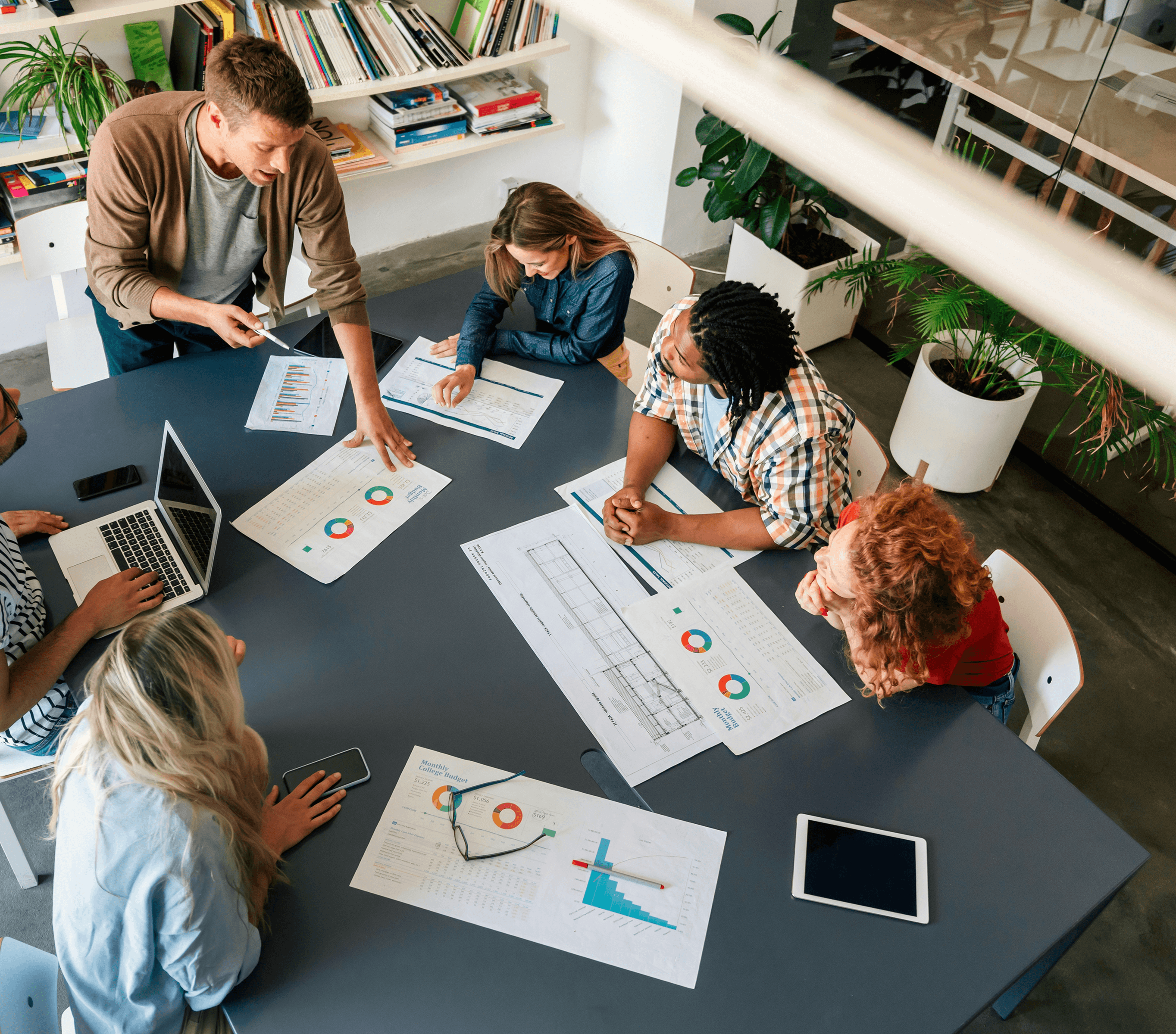 Financial reports and charts