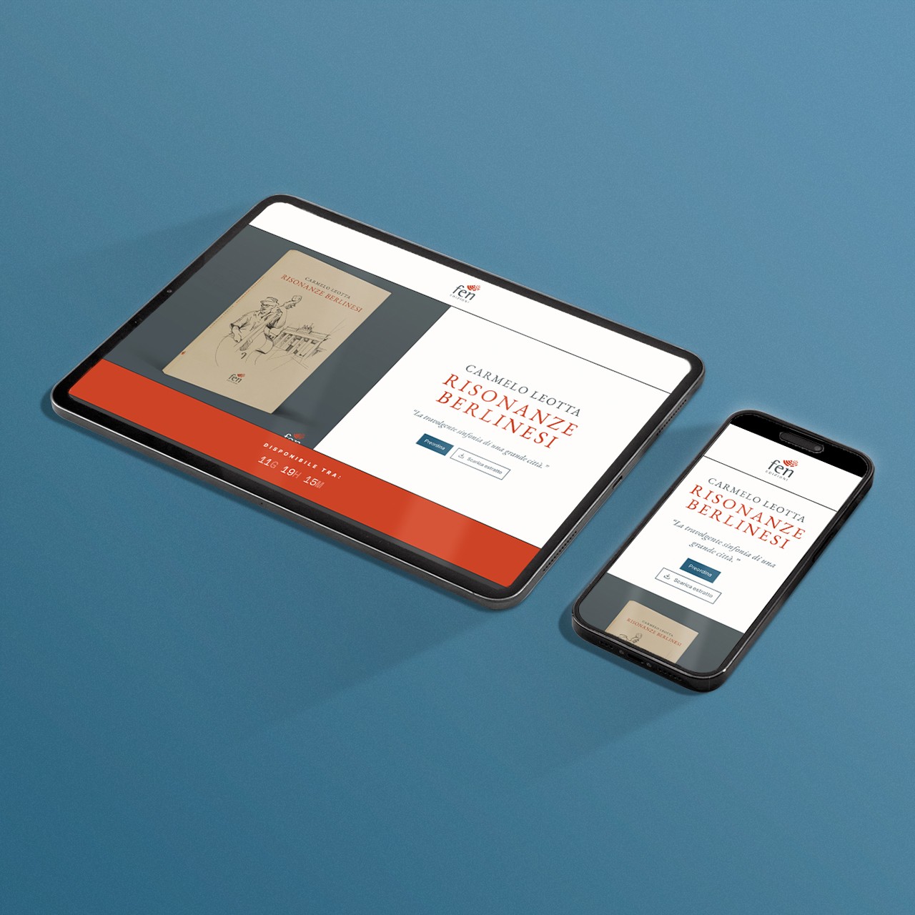 Risonanze Berlinesi di Carmelo Leotta. Landing page mockup. © Emanuele Tarchi