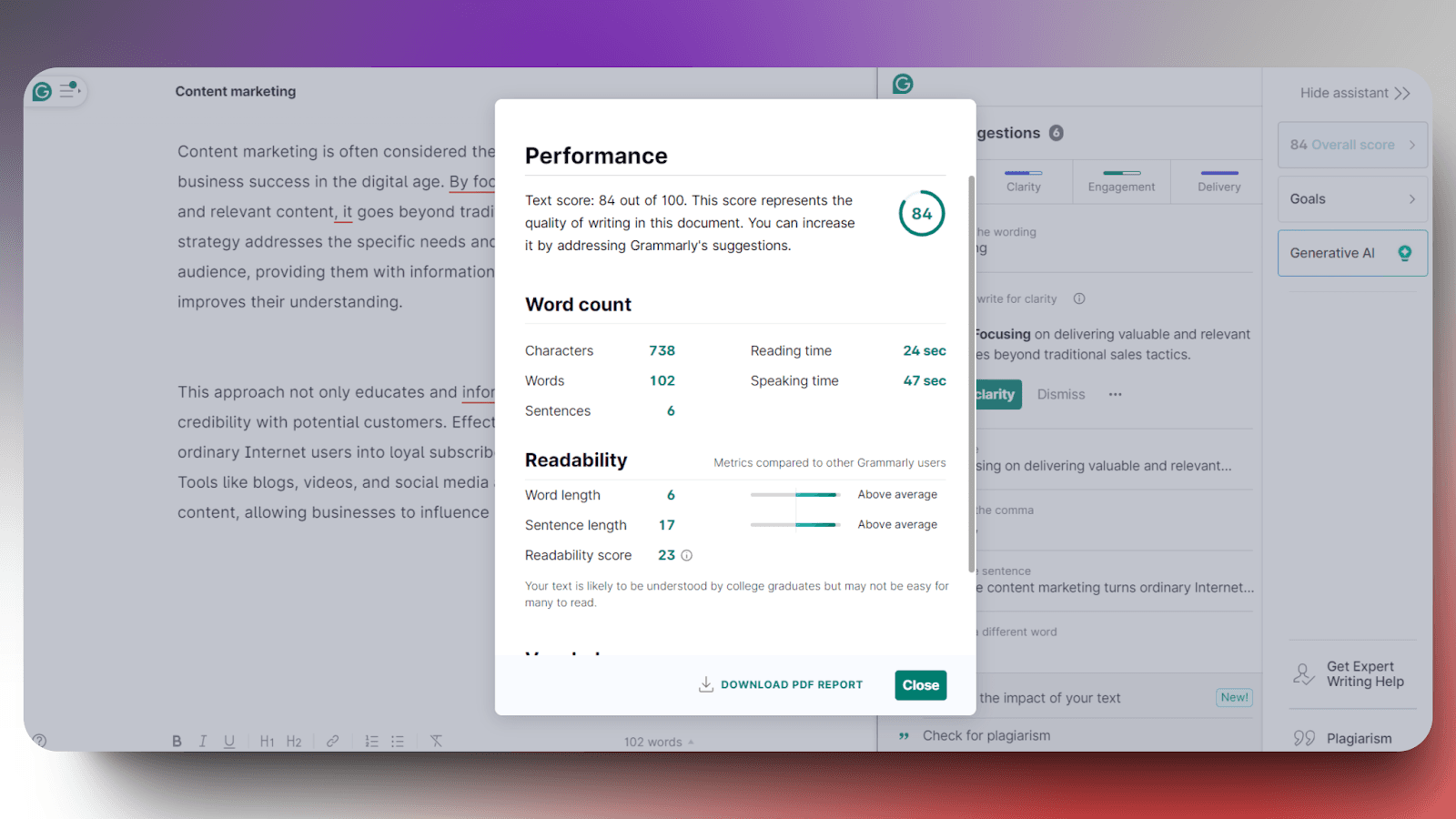 AI Article Spinner - content score