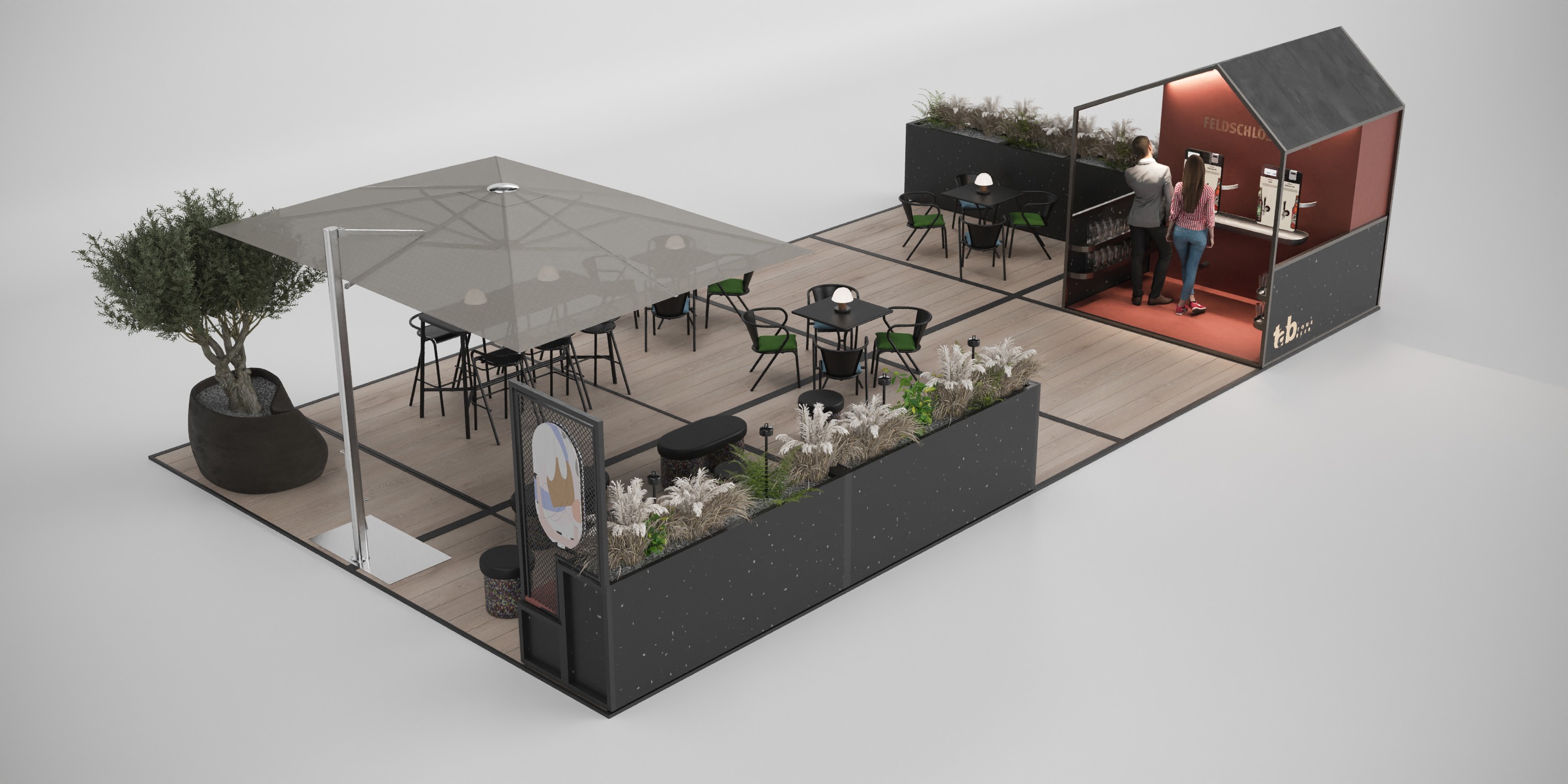 Layout proposal terrasse module for a retail design event for the beer brand feldschlösschen 