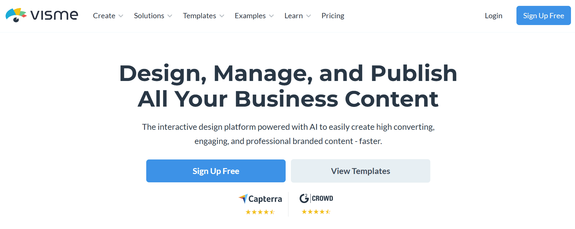 Visme landing page image