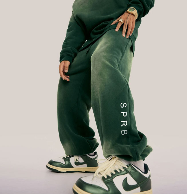 Faded green sweat pants from SPRB apparel