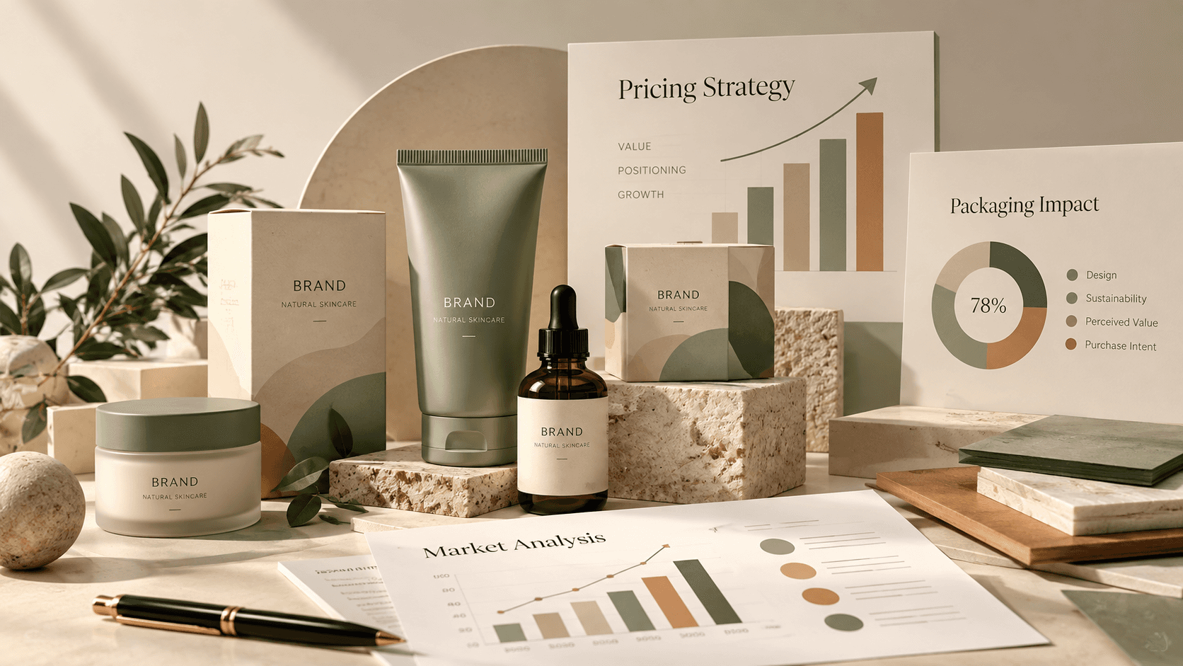 Pricing and packaging strategy concept showing product positioning, market analysis, value, and growth considerations.