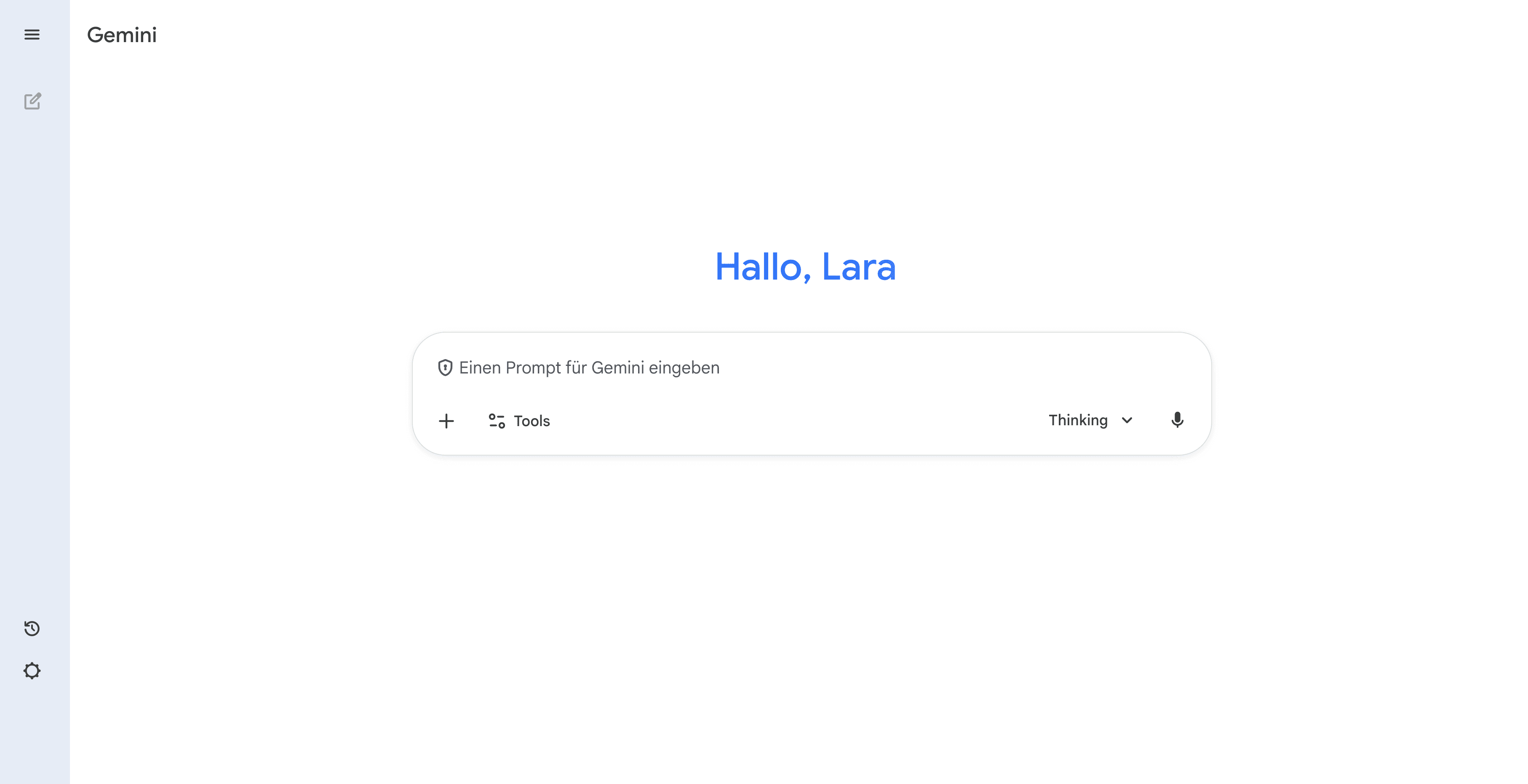 Nutzeroberfläche von Gemini