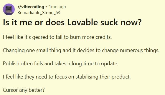 Lovable challenges Publishing and Deployment Instability
