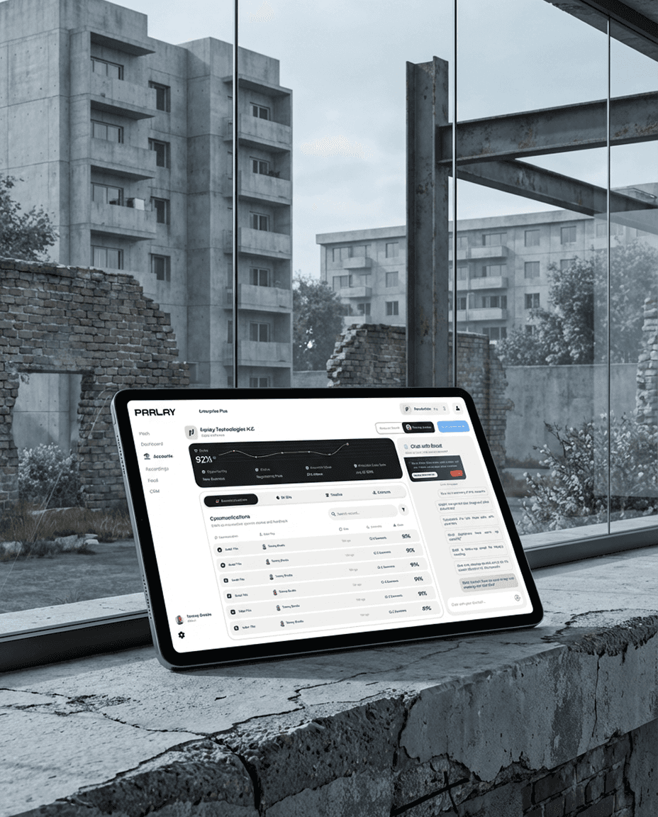 Parlay AI sales coaching web platform dashboard showing sale steam and org insights