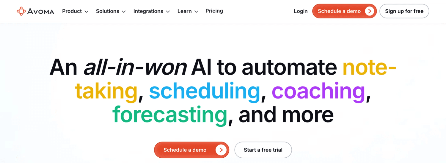 Avoma Homepage