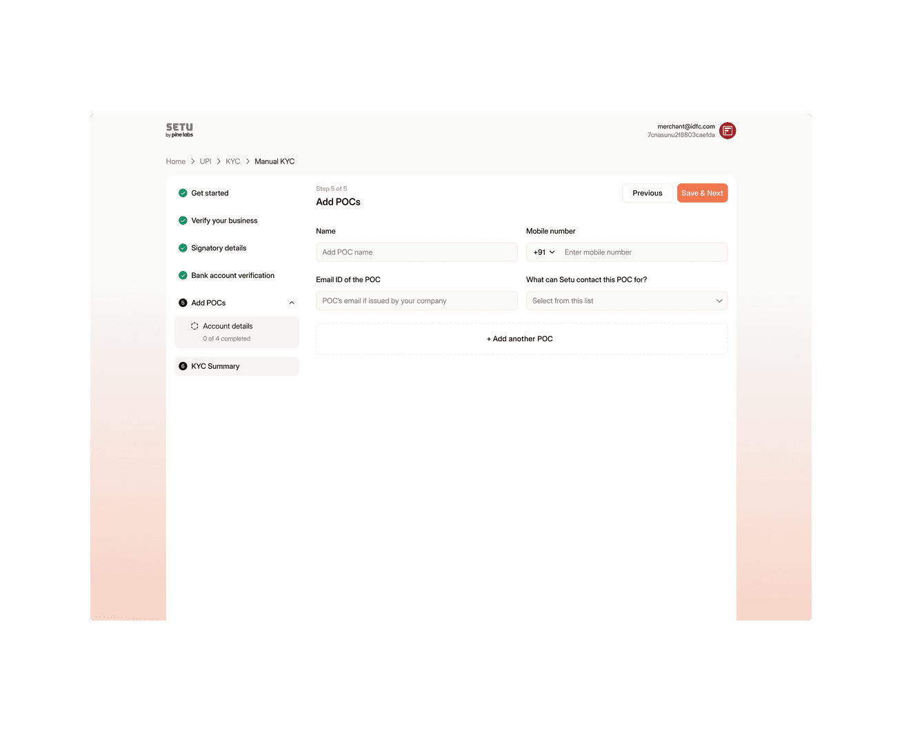 A biller onboarding dashboard showing setup progress