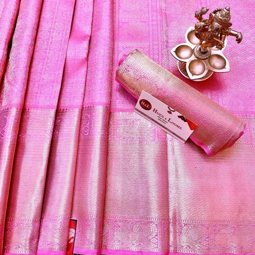 Shimmering Pink Kanchivaram Silk Saree