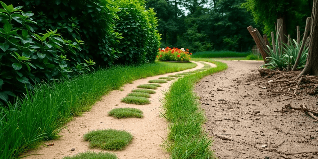 Contrasting pathways in a green setting representing retention and churn.