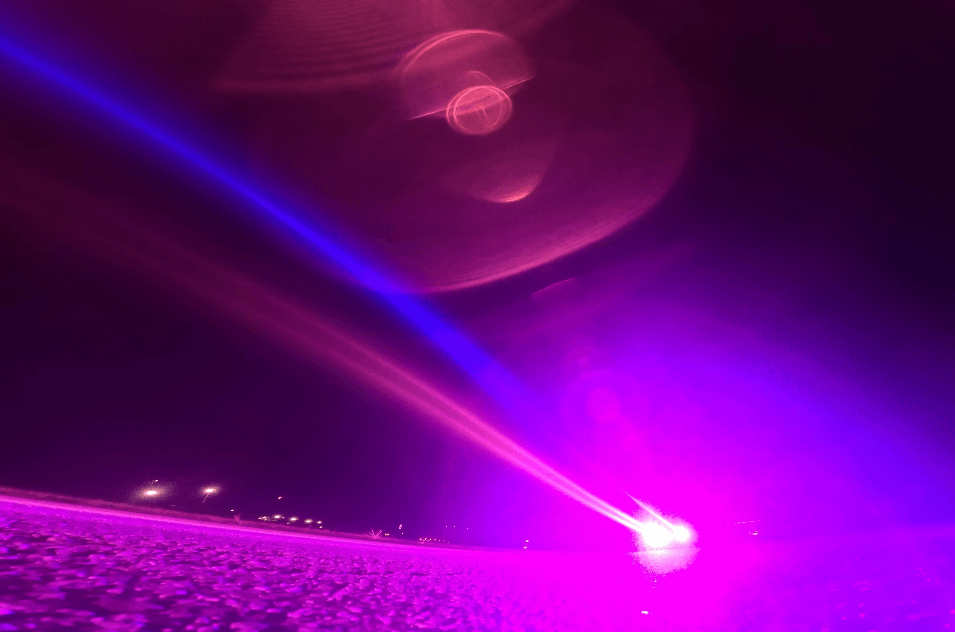 Star Catcher multi-wavelength laser beam at Launch and Landing Facility optical power transmission test