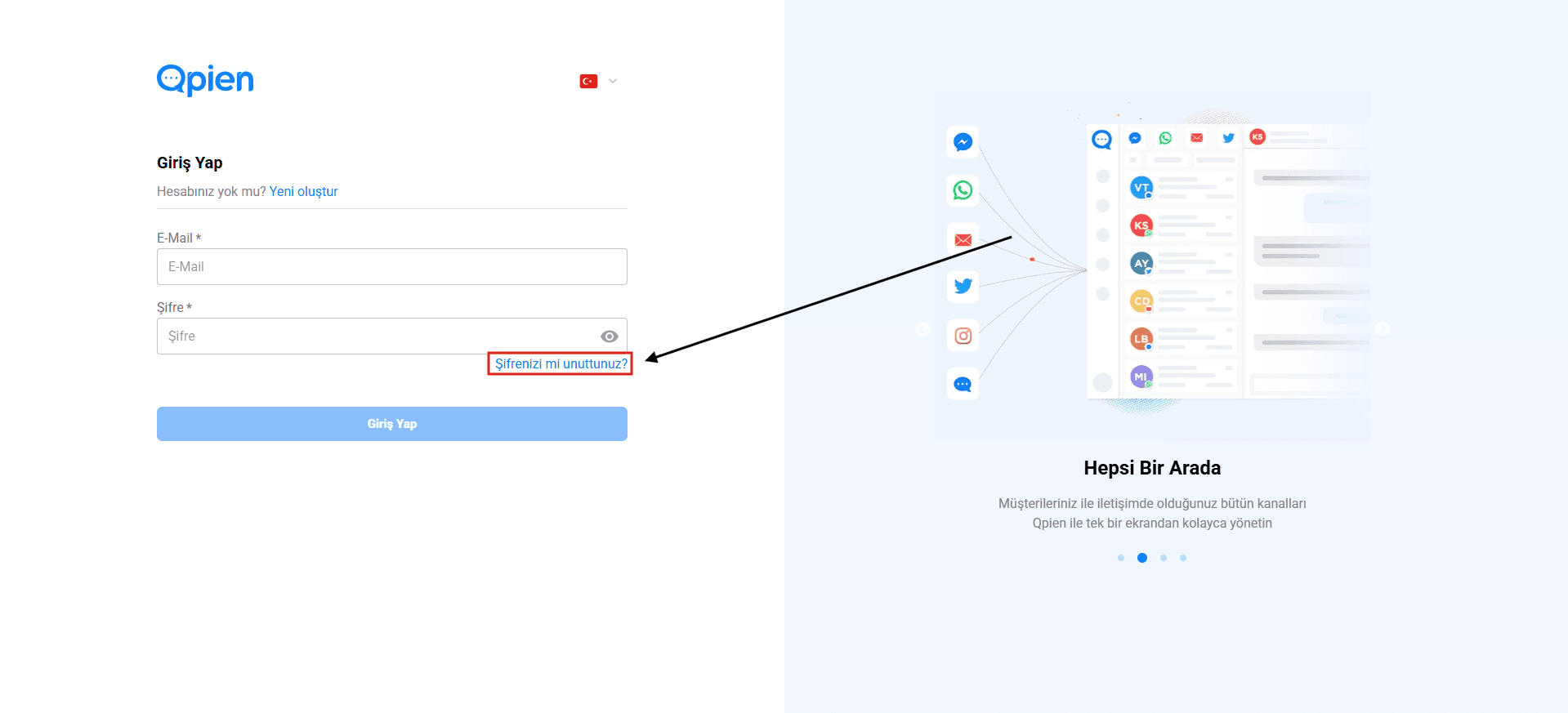 Qpien Login page and click on the "Forgot your password?" link