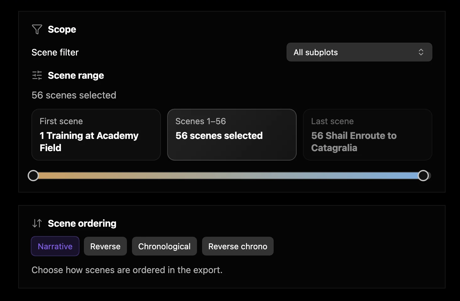 Export Scope panel
