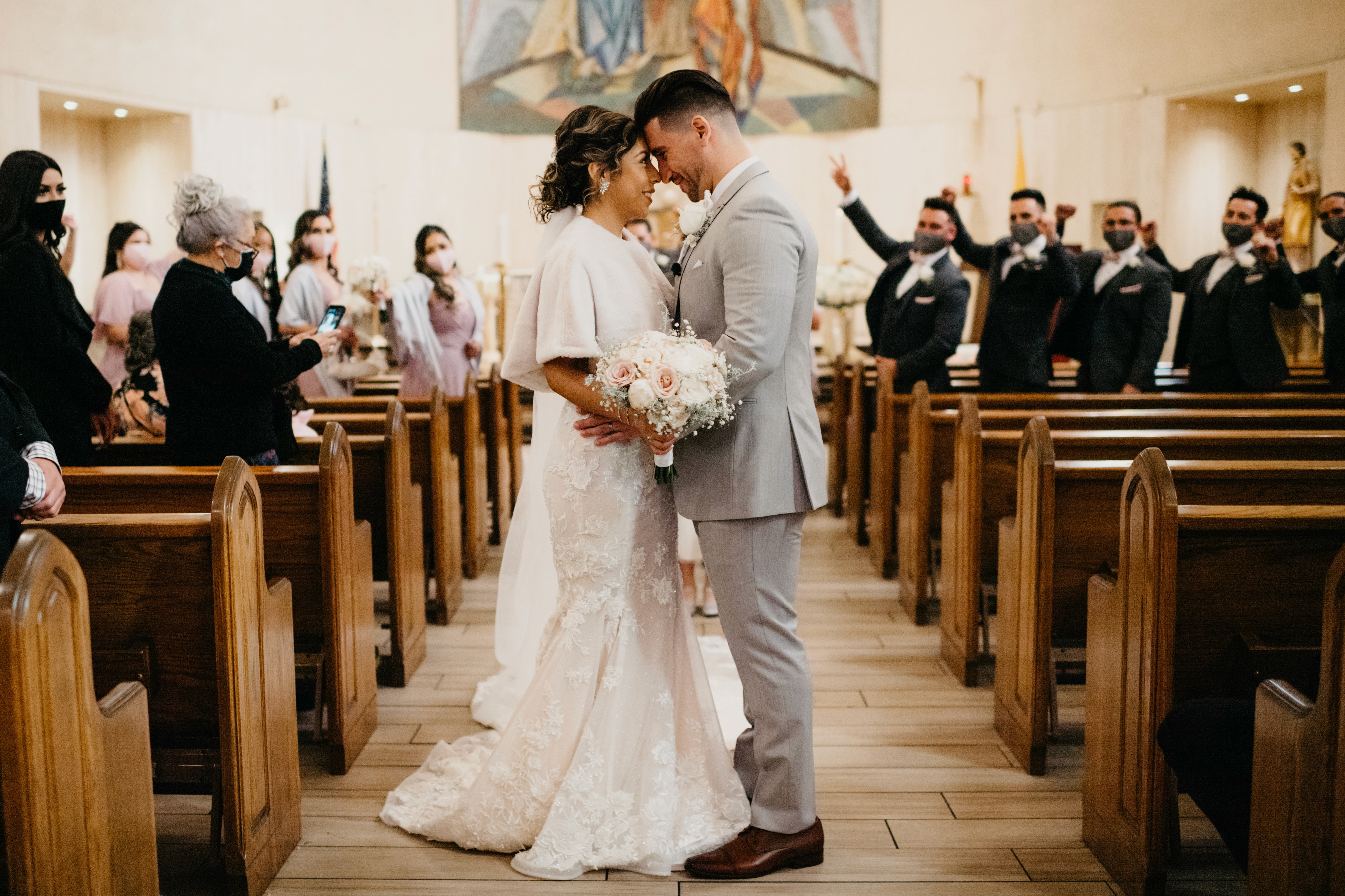 Bride and groom married at St. Anne’s Catholic Church in Las Vegas Nevada