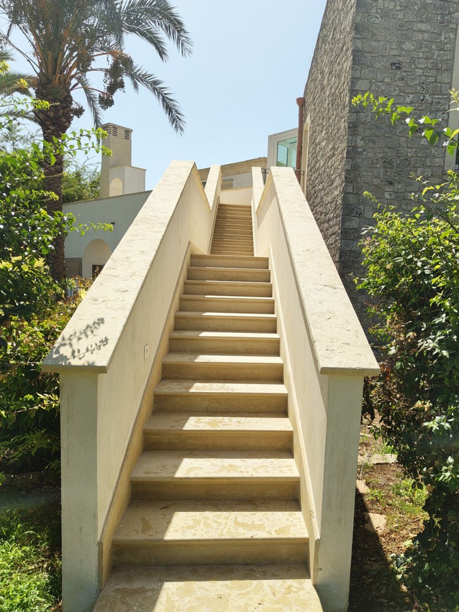 Blackened stone staircase, after treatment