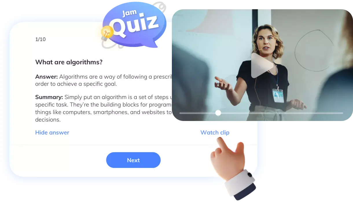 An example of what theJamworks flash card looks like in action