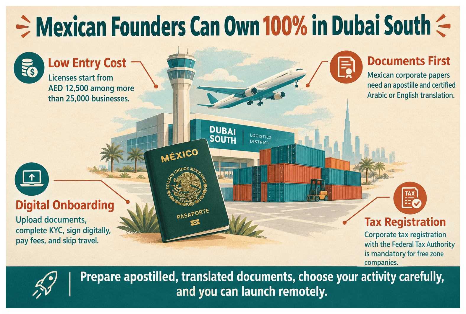 Infographic: How to Set Up a Company in Dubai South as a Mexican National
