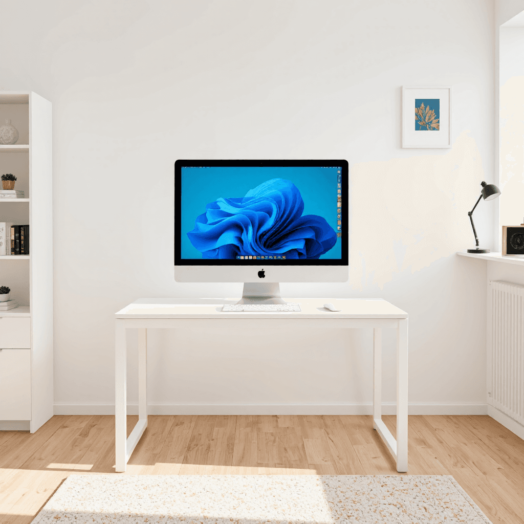 product photography of all-in-one computer with accessories